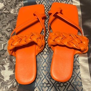 Shein Braided detail thong sandals